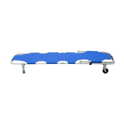 Stretcher pieghevole in lega di alluminio blu, manuale, pieghevole in tela