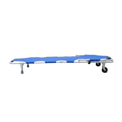 Stretcher pieghevole in lega di alluminio blu, manuale, pieghevole in tela