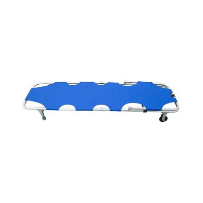 Stretcher pieghevole in lega di alluminio blu, manuale, pieghevole in tela